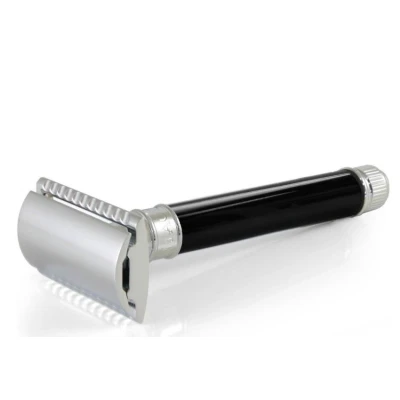 Afbeelding van Edwin Jagger Razors Double Edge Safety Extra Long Handle Ebony &amp; Chrome Plated Scheermes