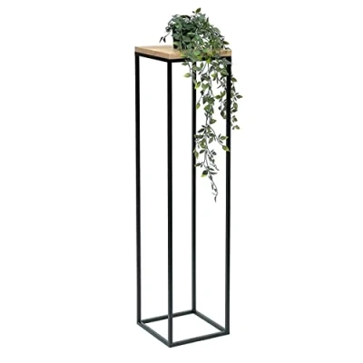 Afbeelding van DanDiBo 96353 Bloemenkruk vierkant metaal hout zwart 100 cm
