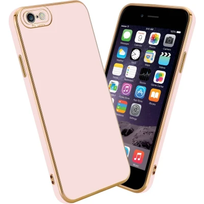 Afbeelding van Cadorabo Hoesje geschikt voor Apple iPhone 6 / 6S in Glossy Roze Rose Goud Beschermhoes van flexibel TPU silicone Case Cover en met camerabescherming