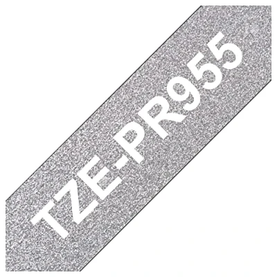 Afbeelding van Brother TZe PR955 Labeltape Tapekleur: Zilver Tekstkleur: Wit 24 mm 8 m