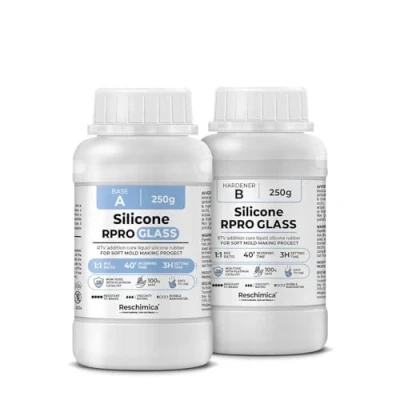 Afbeelding van Traslucide siliconenrubber 1:1 voor R PRO GLASS gieten, niet giftig, harde vormen en compatibel met harsen, was, gips andere materialen (500 g)