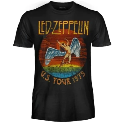 Afbeelding van Led Zeppelin US Tour 1975 T shirt officieel Band Rock uniseks volwassenen jongens shirt,