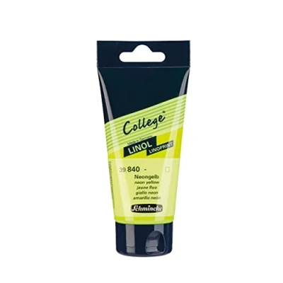 Afbeelding van Schmincke College Linol 39840013 Neon gele kunstenaarslinoleuminkt in tube van 75 ml geurarm inkt op waterbasis lichtecht gelijkmatige druk
