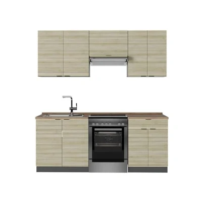 Afbeelding van Vicco Fame Line Complete keukeneenheid 200 cm , WB Eik Eiken paneel/antraciet