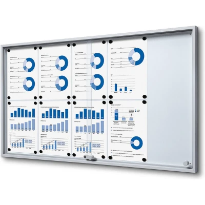 Afbeelding van Vergrendelbaar Notitiebord met Schuifdeuren Slim 10x A4 Syna SCSLG10XA4 Horeca &amp; Professioneel
