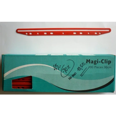 Afbeelding van Q CONNECT Magi Clips archiefbinder, rood, doos van 100 stuks archiefbinders