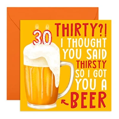 Afbeelding van Central 23 Verjaardagskaart voor de 30e verjaardag &quot;Thirty Thirsty Beer&quot; Gelukkige grappig zoon, broer, hem Thirties Wordt geleverd met stickers