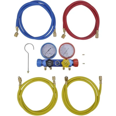 Afbeelding van Manometer set voor airco met 4 richtingen