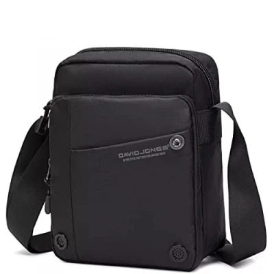Afbeelding van David Jones Schoudertas voor heren van nylon Elegante praktische tas Sport Werk Telefoon Reizen Zwart, Schoudertas, Schouderriem