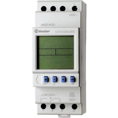Afbeelding van Finder 12.91.8.230.0000 Schakelklok voor DIN rails 230 V/AC 1x wisselcontact 16 A 250 Dagprogramma