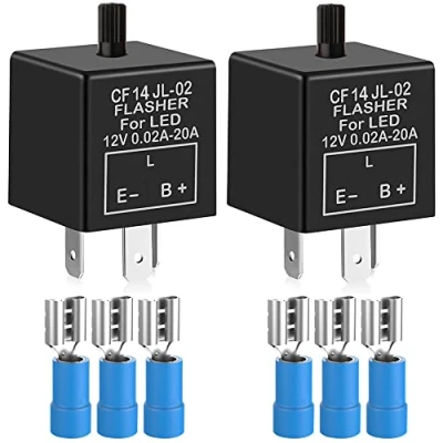 Afbeelding van Gebildet 2 stuks 12 V 3 polige knipperrelais verstelbaar voor led knipperlichten CF 14KT, elektronische auto en motorfiets, 0,1 W 150 W, levering met 6 terminals