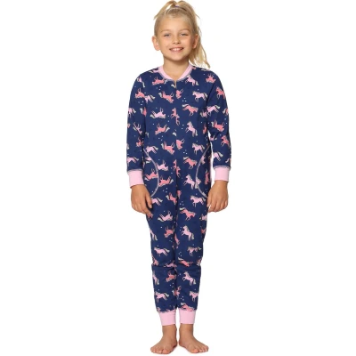 Afbeelding van Merry Style Kinder Pyjama ronde hals lange mouwen broek met zakken Katoen MS MS10 186 PJ Marineblau Einhorn 146 152