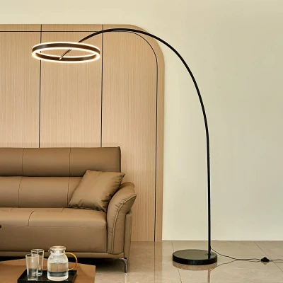 Afbeelding van Lucande LED boog vloerlamp Yekta, 3 stapsdim, zwart