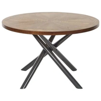 Afbeelding van LORENZO Eettafel Donkerhout/Grijs ⌀ 120 cm MDF