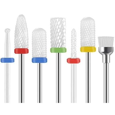 Image de HOMEET 7PCS Embouts Céramiques Forets à Ongles Set Professionnel Embout Ponceuse Ongle pour Manucure Pédicure Supprimer Gel Acrylique Cuticule Carbure etc.