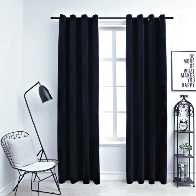 Afbeelding van Gordijn verduisterend met ringen 2 st 140x175 cm fluweel zwart