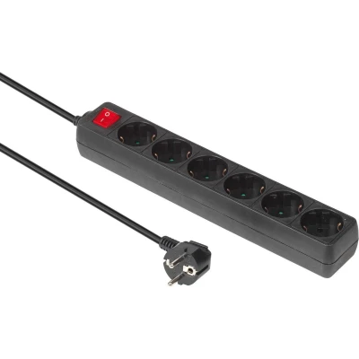 Afbeelding van Microconnect GRU006B 6AC uitgang(en) 1.8m Zwart power uitbreiding