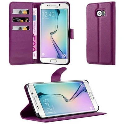Afbeelding van Cadorabo Hoesje geschikt voor Samsung Galaxy S6 EDGE in MANGAAN PAARS Beschermhoes met magnetische sluiting, standfunctie en kaartvakje Book Case Cover Etui