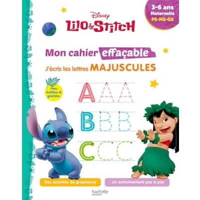 Afbeelding van LILO ET STITCH MON CAHIER EFFACABLE J&#039;ECRIS LES LETTRES MAJU