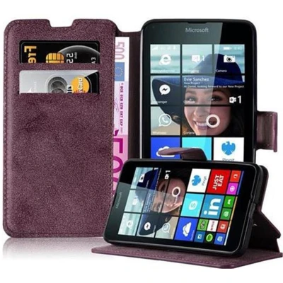 Afbeelding van Cadorabo Hoesje geschikt voor Nokia Lumia 640 in MAT ROOD Beschermhoes Case Cover met standfunctie en kaartvak retrodesign