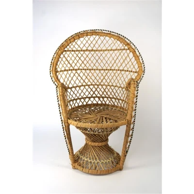 Afbeelding van Rotan rieten pauwenstoel retro voor pop 34cm