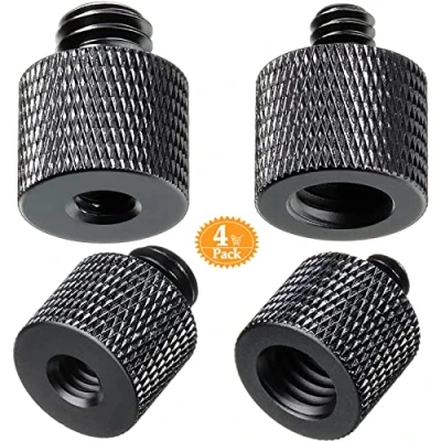 Afbeelding van 4 stuks 3/8 inch naar 1/4 en schroefdraadadapters van aluminiumlegering voor camera, luidspreker, statief, microfoonstandaard, camerastatief