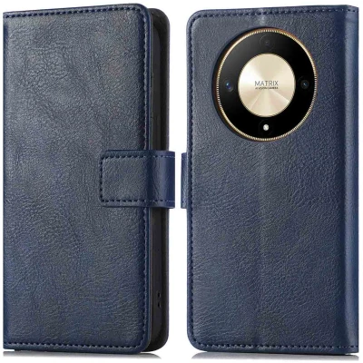 Afbeelding van iMoshion Hoesje Geschikt voor Honor Magic 6 Lite Met Pasjeshouder Luxe Bookcase Donkerblauw