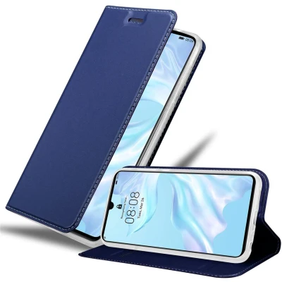 Afbeelding van Cadorabo Hoesje geschikt voor Huawei P30 in CLASSY DONKER BLAUW Beschermhoes met magnetische sluiting, standfunctie en kaartvakje Book Case Cover Etui