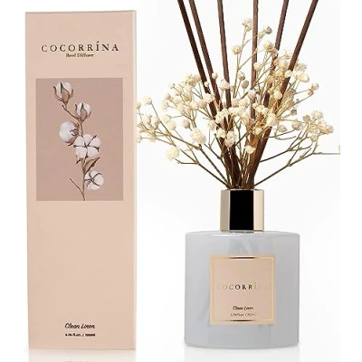 Afbeelding van Cocorrína 200 ml Luchtverfrisser met geurstokjes gedroogde bloemen, zachte kasjmier, geurverfrisser voor thuis, aromadiffuser, badkamerdecoratie en planken