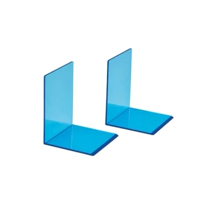 Afbeelding van Boekensteun MAUL 10x10x13cm acryl set 2 neon blauw transparant