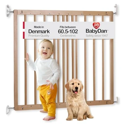 Afbeelding van BabyDan Odense Uitschuifbaar trapbeschermingsrooster van FSC gecertificeerd beukenhout, 60,5 cm 102 cm, bruin