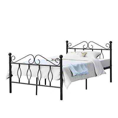 Afbeelding van Metalen bedframe Apolda met bedbodem zwart 120x200 cm