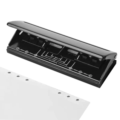 Afbeelding van Metalen perforator met 6 gaten, A5, A6, A7, ringen positioneringsmarkering, gatdiameter 5 mm, gaats DIN voor dagelijkse planner, agenda, navulpagina&#039;s