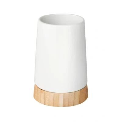 Afbeelding van Wenko Tandenborstelhouder Bamboo 8 X 11 Cm Keramiek Wit/naturel