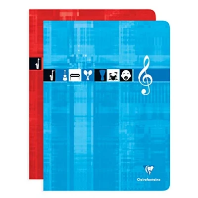 Afbeelding van Clairefontaine 3307C Een geniet notitieboekje met muziek en liedjes 24x32 cm 48 pagina&#039;s grote ruitjes Wit papier 90 g Gelamineerde kaft Willekeurige kleur