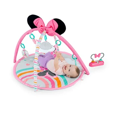 Image de Disney Baby Tapis D&#039;Éveil Minnie My Best Friend, Musique Et Lumieres, Arche De Jeu Avec 6 Jouets, Coussin Support Position Plat V