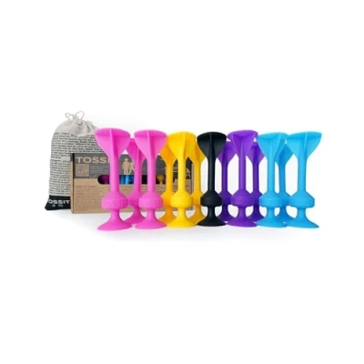 Afbeelding van TOSSIT Dartset met zuignap, voor binnen en buiten, vloer muur, krachtige duurzame siliconen, 4 kleuren, familiepakket, roze, paars, blauw, geel