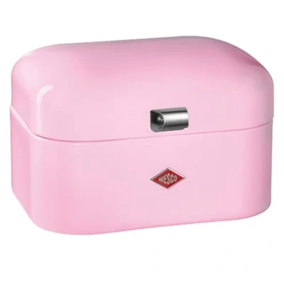 Afbeelding van WESCO Single Grandy broodtrommel in roze, gepoedercoat plaatstaal, ventilatiegaten en stabiele handgreep