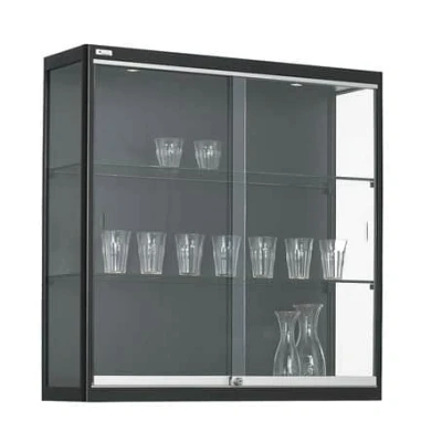 Afbeelding van Wandvitrine 2 legborden 100x100x30cm Zwart