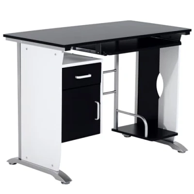 Afbeelding van HOMCOM Design computerbureau van MDF, 100 x 52 75 cm, zwart en wit