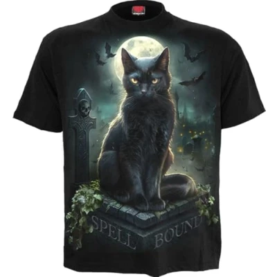 Afbeelding van Spiral Spell Bound T shirt met print op de voorkant zwart, zwart., L