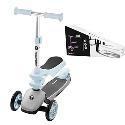 Afbeelding van Hypermotion step blauw loopfiets scooter kinderfiets voor jongen jongens baby driewieler met kinderstep meisje 3 wielen kinder micro fiets loopfietsen meisjes stepjes kinderfietsen babyfiets loopscooter loopfietsje kinderscooter zadel zitje zitting