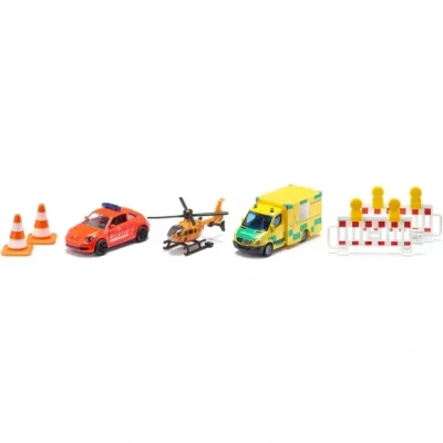 Afbeelding van Siku Hulpdienstenset 1:87 Metaal/Kunststof Ambulance Helikopter Waarschuwingsborden Ambulanceauto Voor Kinderen vanaf 3 jaar