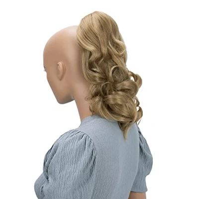 Afbeelding van Prettyshop H102 Paardenstaart om vast te klikken, gegolfd, met vlinderclip, hittebestendig kunstvezel, 35,6 cm, donkerblond