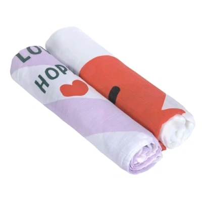 Afbeelding van LÄSSIG Puck Babydeken, chiffon, 2 stuks, 120 x cm, heavenly soft swaddle, XL, Happy Rascals Heart