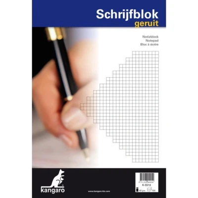 Afbeelding van Schrijfblok Kangaro A4 ruit 5mm 60 grams 100 blad
