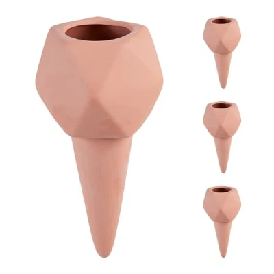 Afbeelding van Relaxdays waterdruppelaar terracotta set van 4 kamerplanten waterbollen voor flessen