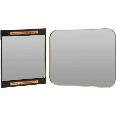 Afbeelding van Home &amp; Styling Rechthoekige wandspiegel goud metalen frame 55 x 45 cm