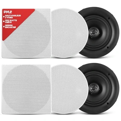 Afbeelding van Pyle Luidsprekers Plafondluidsprekers Wandluidsprekers Plafondspeakers Set van 2 Speakers Weg Midbass Woofer Luidsprekersysteem Inbouwluidsprekers voor Thuis 200 Watt