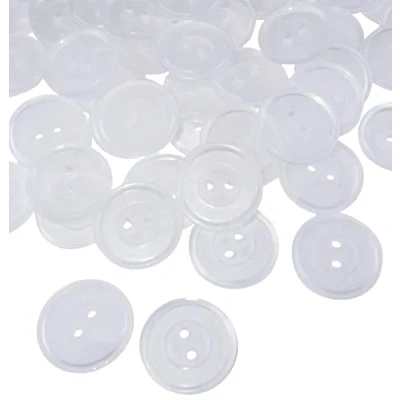 Afbeelding van AERZETIX C56857 100 stuks ronde naaiknoppen Ø 17 x 2 mm met gaten kleur wit transparant van kunststof opening 1,5 mode mererie naaien kleding decoratie